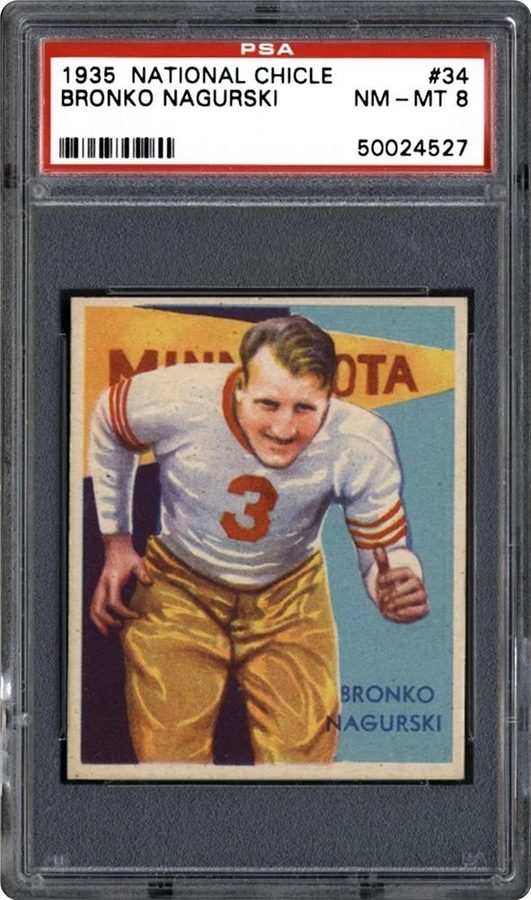 1935 National Chicle #34 Bronko Nagurski — 187 Graded, One Mint 9, and Not a Single 10