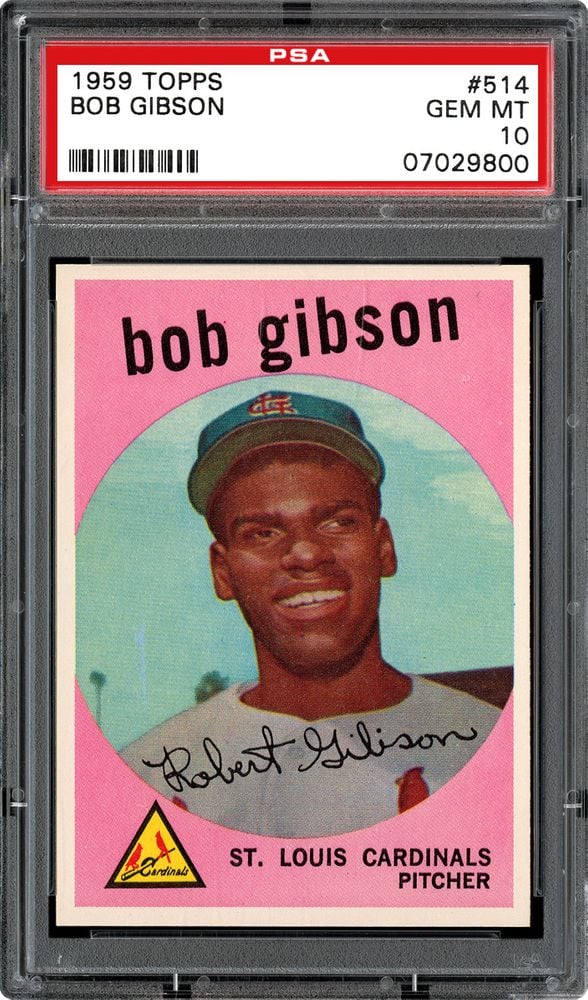 1959 Topps #514 Bob Gibson — the Fifth-Most-Graded Card in a 572-Card Set, Behind Only Mantle, Clemente, Aaron and Mays