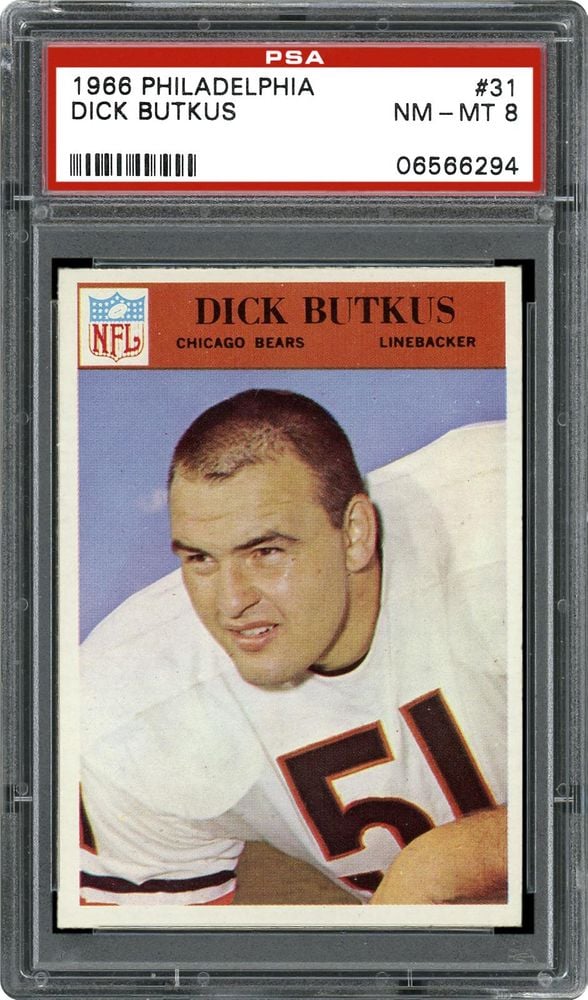 1966 Philadelphia #31 Dick Butkus RC — One PSA 10 in 1,723, and More Qualified 8s Than Clean 9s