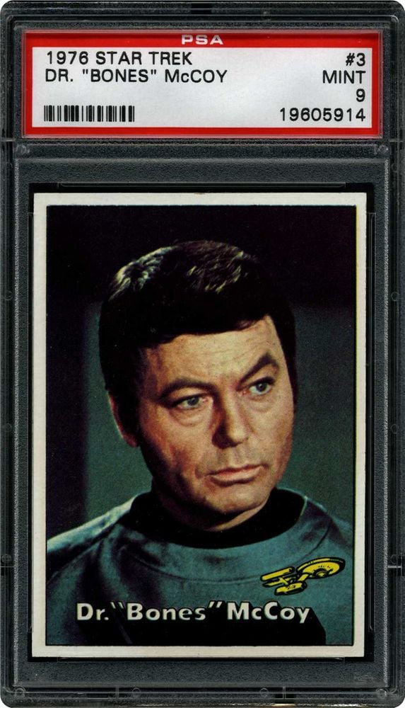 1976 Topps Star Trek #3 Dr. "Bones" McCoy — the Most-Graded Card in the Set, and the Only One of 88 That Peaks at a Seven