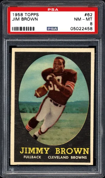Card of the Day: 1958 Topps Jim Brown RC #62 — Zero PSA 10s Exist. Six PSA 9s. The Holy Grail of Football Cards.