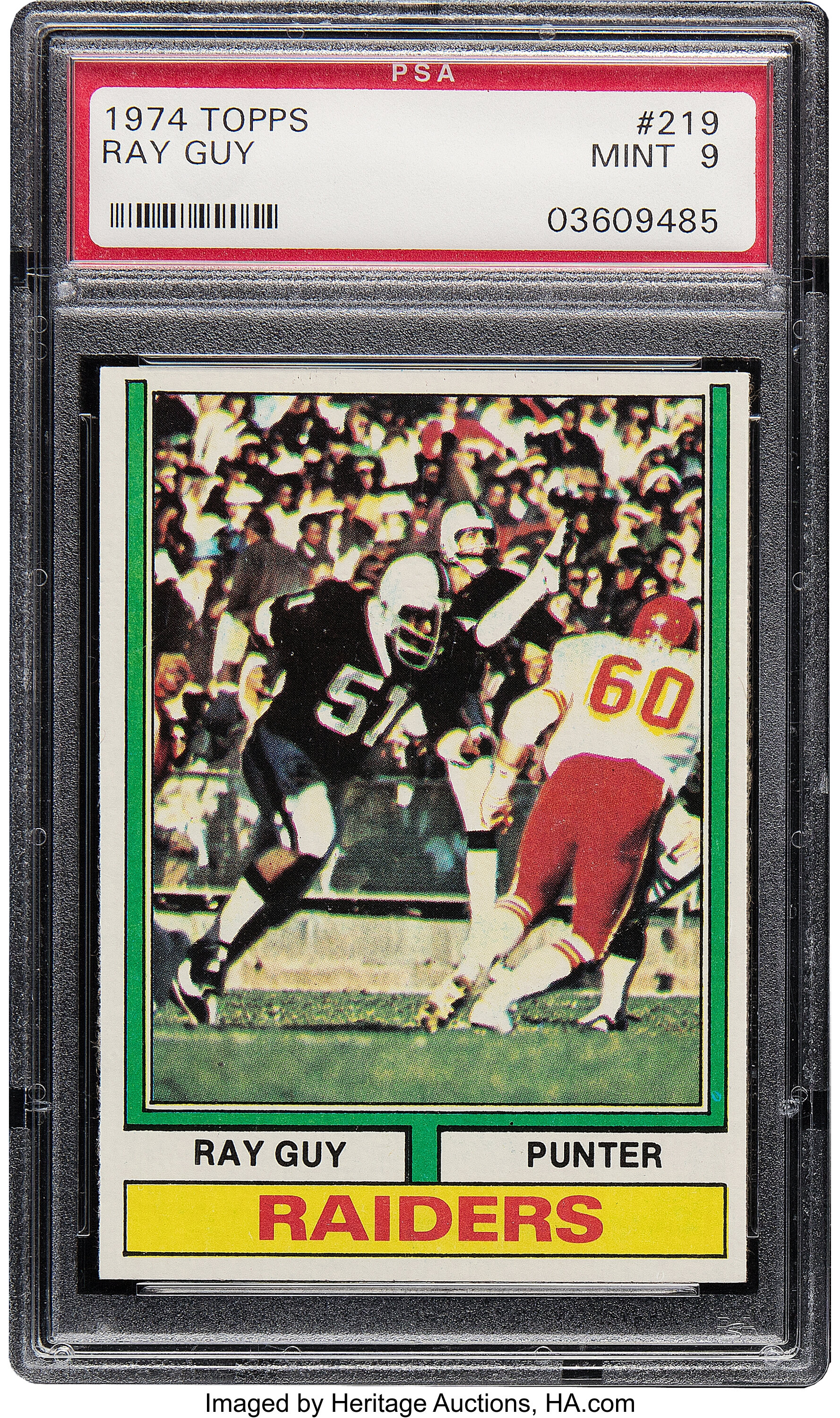 1974 Topps #219 Ray Guy RC — Three PSA 10s, and the Card Next Door Is Franco Harris