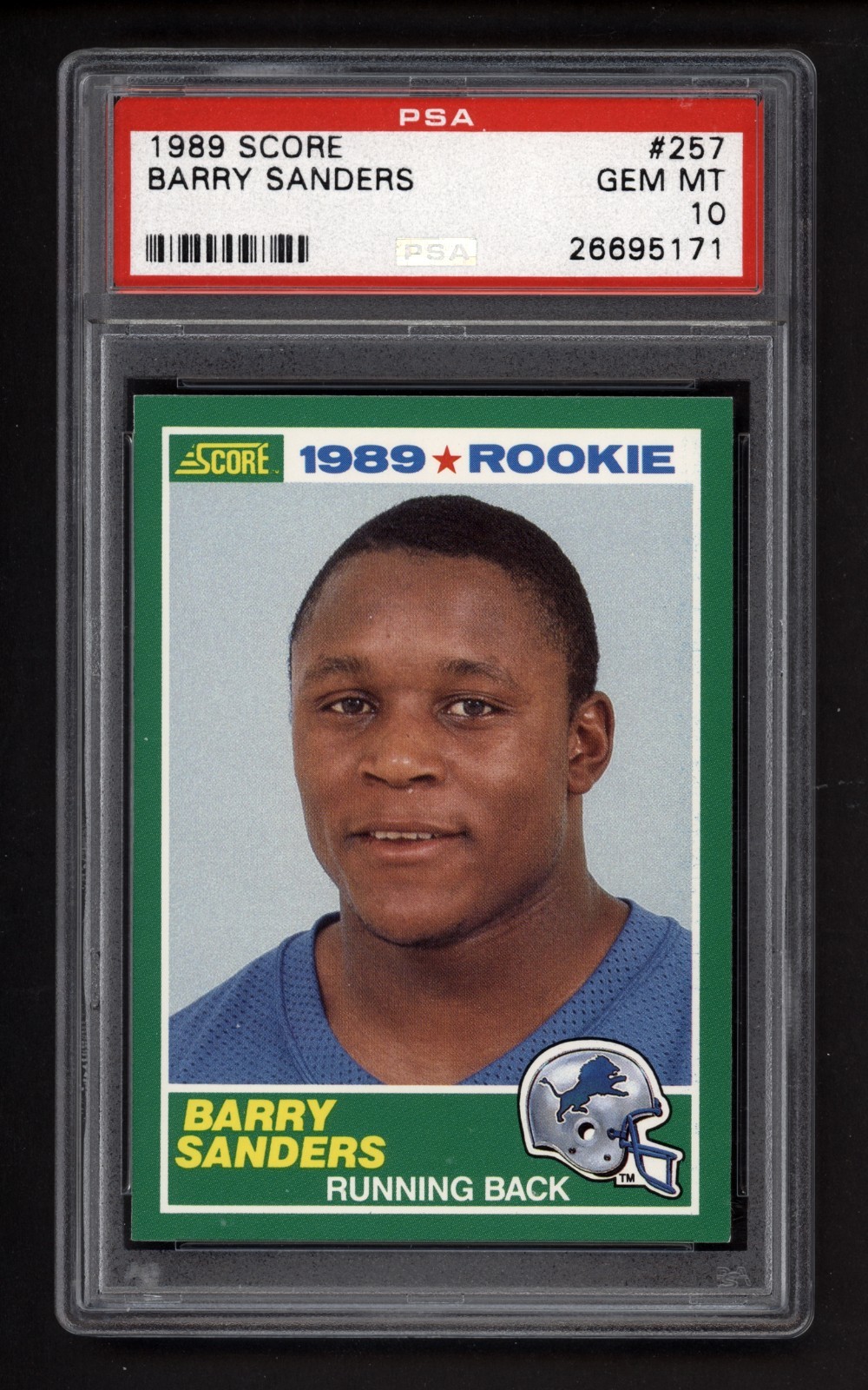 🏆 Card of the Day: 1989 Score #257 Barry Sanders RC — PSA 10 Gem Mint